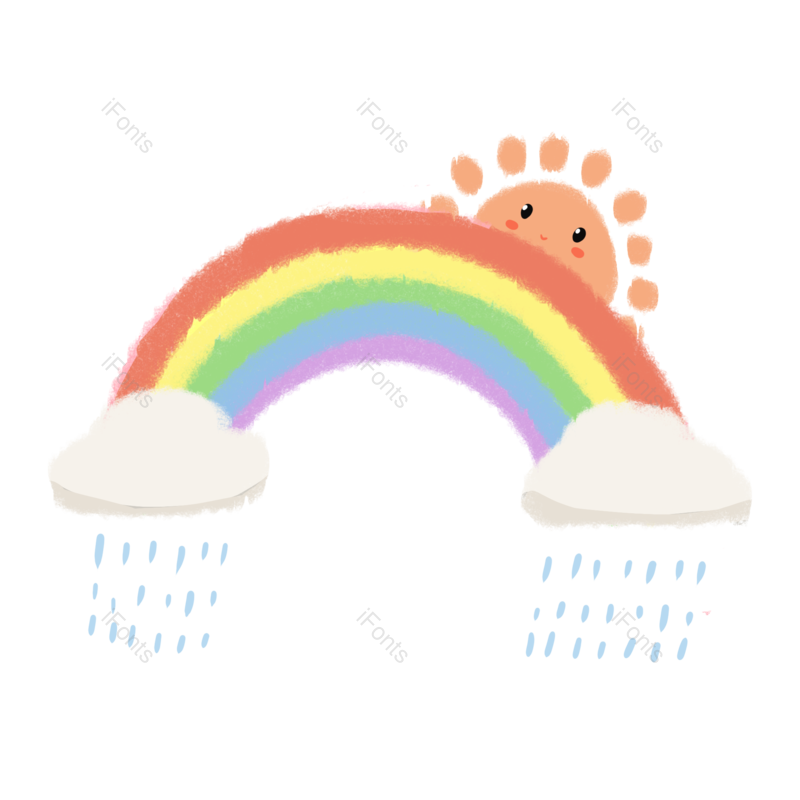 装饰图片,儿童节元素,雨滴PNG,彩虹免抠素材